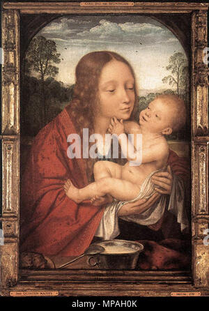 Virgin and Child . Virgin and Child in a landscape. Circa 1520.   869 Quentin Massijs (I) 012 Stock Photo