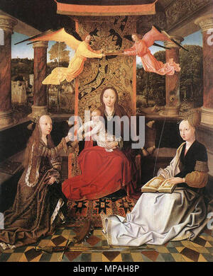 English: Madonna and Child with Sts Catherine and Barbara . between ...