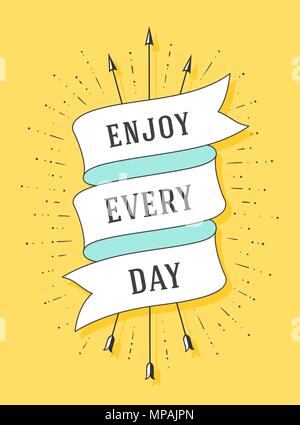 Enjoy every day. Old ribbon banner Stock Vector