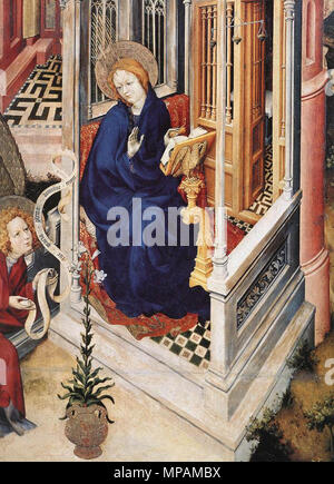 The Annunciation . detail . between 1393 and 1399.   881 Melchior Broederlam - The Annunciation (detail) - WGA03224 Stock Photo