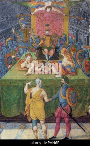885 Merecimento dos feitos da Índia - ilustração ao Canto XXI, Svcesso do Segvndo Cerco de Div, Jerónimo Côrte-Real, 1574 (cropped) Stock Photo