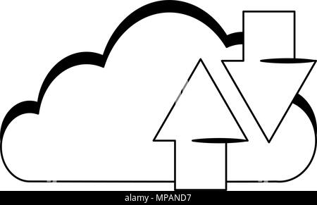 cloud computing technology in black and white Stock Vector Image & Art ...