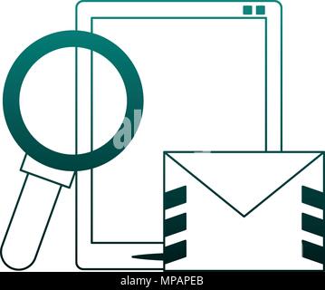 Tablet and email blue lines Stock Vector