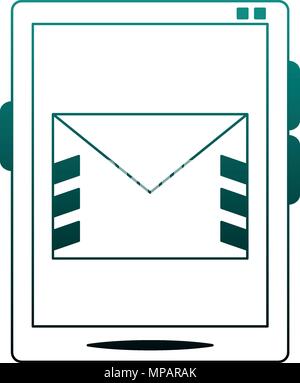 Tablet and email blue lines Stock Vector