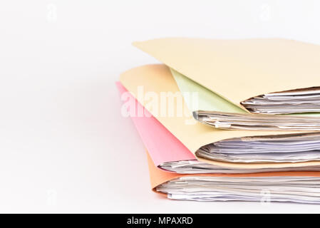 a file folder with documents and important document on isolated background Stock Photo