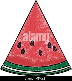Watermelon sliced fruit scribble Stock Vector