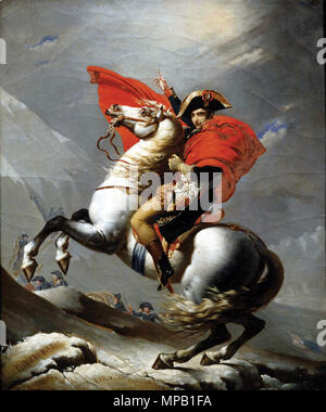 **ADVANCE FOR WEEKEND EDITIONS, MARCH 28-30** This image, supplied by Louisiana State Museum,  shows ' Bonaparte Crossing the Alps by the Great Saint Bernard Pass,' c1807 by Jean-Baptiste Mauzaisse with Jacques-Louis David.  The most famous depiction of Napoleon?s military career, part of an exhibit, 'Treasures of Napoleon,' which opens in New Orleans in April 2008, captures the energy and excitement of his Italian campaigns and rise to power.  Like Hannibal and Charlemagne, whose names appear at the painting?s bottom, Bonaparte courageously took his forces over the Alps in order to surprise h Stock Photo