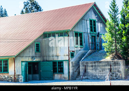 Entrance To Old Tin Building Once Used In Mining Operations Stock Photo