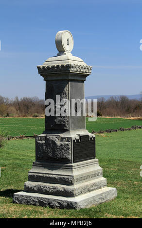 The Fourteenth Brooklyn Monument stands as a memorial to its members and is located at Antietam National Battlefield in the U.S. state of Maryland Stock Photo