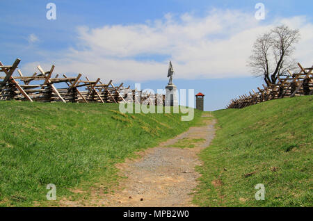 The Sunken Road, known as Bloody Lane, saw some of the fiercest fighting between Union and Confederate forces during the Battle of Antietam, Maryland Stock Photo