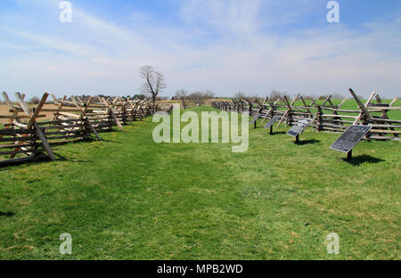 The Sunken Road, known as Bloody Lane, saw some of the fiercest fighting between Union and Confederate forces during the Battle of Antietam, Maryland Stock Photo