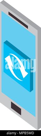 smartphone reload arrows button web isometric Stock Vector