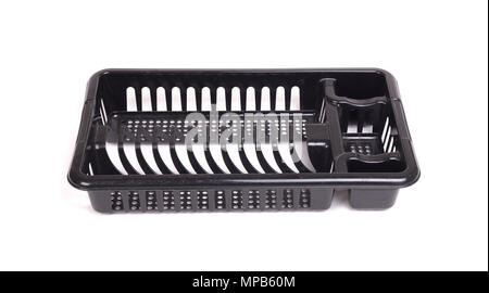 Dirty black dish rack isolated on white Stock Photo