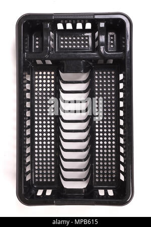 Dirty black dish rack isolated on white Stock Photo
