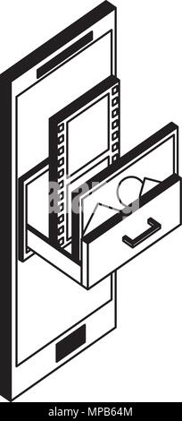 smartphone storage movie and photo isometric Stock Vector