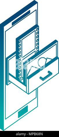 smartphone storage movie and photo isometric Stock Vector