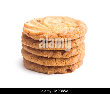 Sweet buttery cookies isolated on white background. Stock Photo