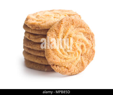 Sweet buttery cookies isolated on white background. Stock Photo