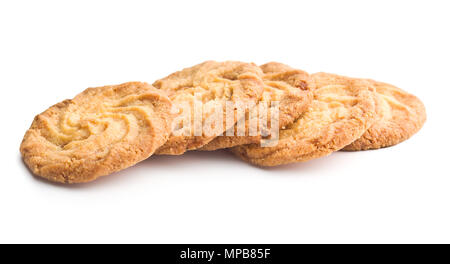 Sweet buttery cookies isolated on white background. Stock Photo
