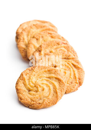 Sweet buttery cookies isolated on white background. Stock Photo