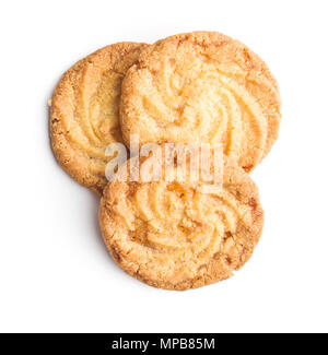 Sweet buttery cookies isolated on white background. Stock Photo