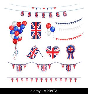 Union Jack flag design elements Stock Vector