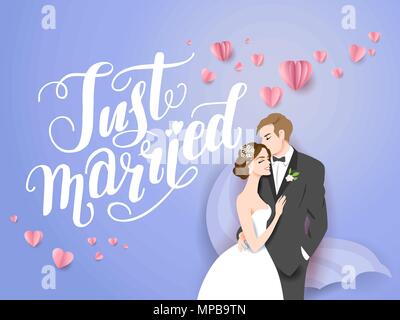 Art of Bride and groom card Stock Vector