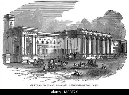 . English: An etching of Newcastle central railway station published in 1867 . 1867. Thomas Fordyce 1810–1889 (no records of engravers given) 923 Newcastle Central Station (Fordyce) Stock Photo