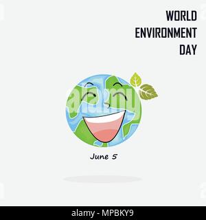 World Environment day concept vector logo design template.June 5st World Environment day concept.World Environment day Awareness Idea Campaign.Vector  Stock Vector