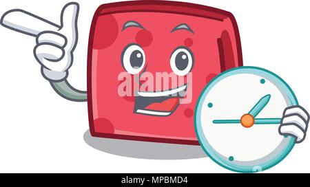 With clock napkin character cartoon style vector illustration Stock Vector