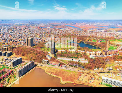 Aerial view on 145th Street Bridge between Manhattan and Bronx NYC, New York City in USA Stock Photo