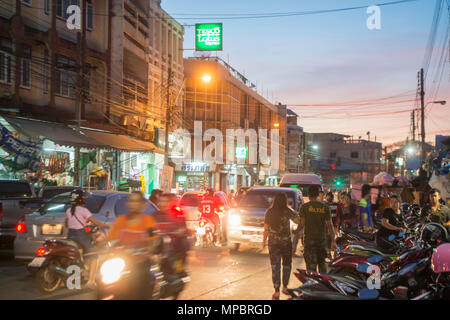 a road corner in the city of Surin in Isan in Thailand. Thailand, Isan, Surin, November, 2017 Stock Photo