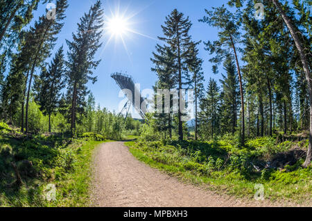 Linderudkollen skiarena ski jumping tower- place worth to visit also after the winter season. Stock Photo