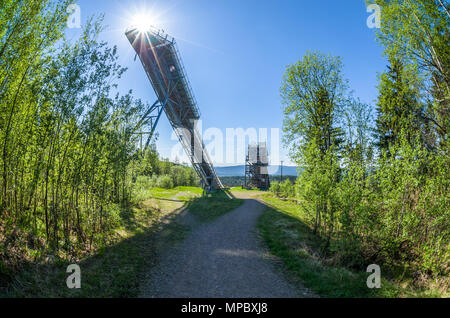 Linderudkollen skiarena ski jumping tower- place worth to visit also after the winter season. Stock Photo