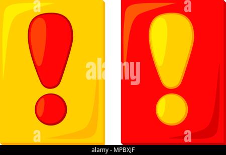 Colorful cartoon red yellow attention cards. Stock Vector
