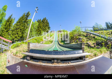 Linderudkollen skiarena ski jumping tower- place worth to visit also after the winter season. Stock Photo