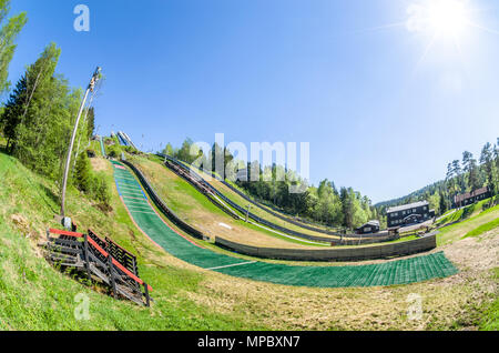 Linderudkollen skiarena ski jumping tower- place worth to visit also after the winter season. Stock Photo