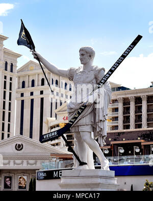 Statue in front of Caesars Palace donning Golden Knights jersey