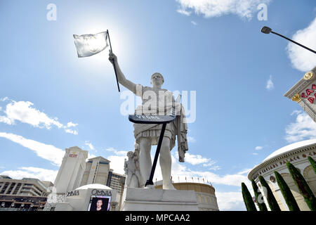 Statue in front of Caesars Palace donning Golden Knights jersey