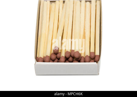 A close-up of wooden matches in a box Stock Photo