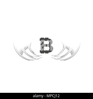 Bitcoin Cripto currency blockchain. Bitcoin flat logo on white background. Bitcoin with wings Stock Vector
