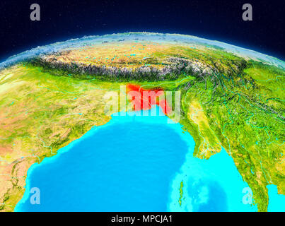 Highlighted Satellite Image Of Bangladesh Stock Photo - Alamy