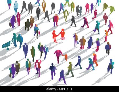 Large group of people on a place in the city Stock Vector