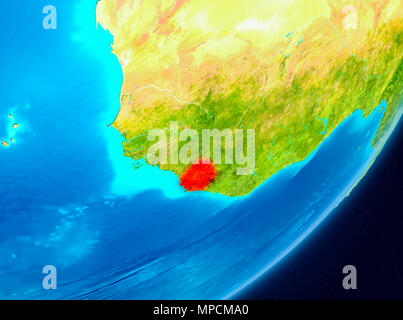 Map of Sierra Leone as seen from space on planet Earth with clouds and ...