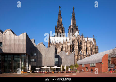 Germany, Cologne, the cathedral and the Museum Ludwig.  Deutschland, Koeln, der Dom und das Museum Ludwig. Stock Photo