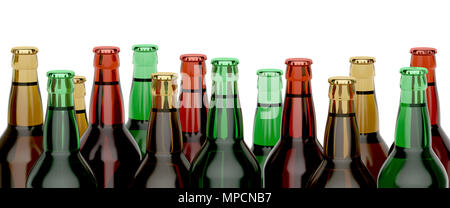 Many beer bottles with different colors Stock Photo