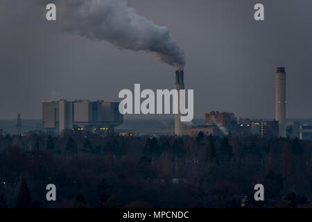 A view on power station Reuter West from the Drachenberg in Grünewald, Berlin 2018. Stock Photo