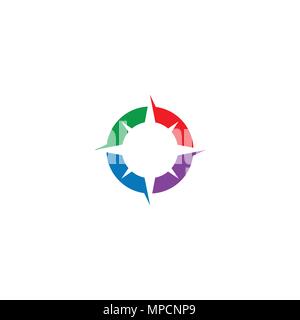 Compass logo design, colorful logo, circle design. Stock Vector