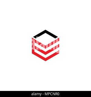 Hexagon logo design, E letter logo. Stock Vector