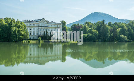 The rococo styles 'Leopoldskron Palace', in the district  Salzburg, Austria. Location for the lake shots in the musical film 'The Sound of Music' Stock Photo